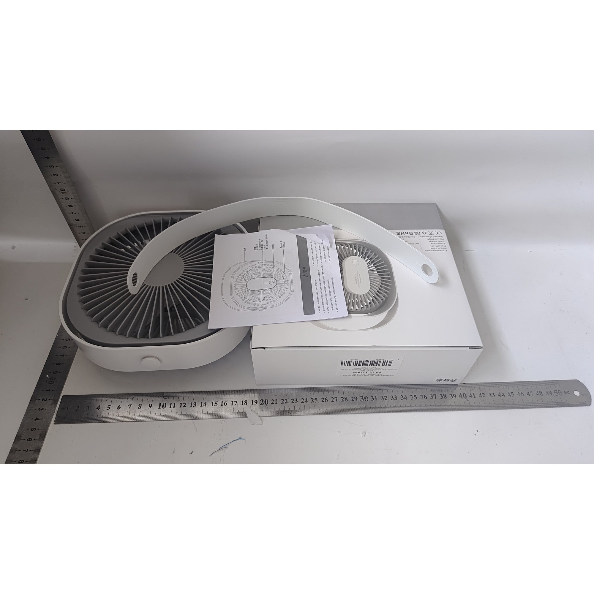 Mini ventilator pentru birou cu usb, Flippy, rotire 360 grade, 3 viteze, 4000 mA, 13.5 x 12,8, Gri-8
