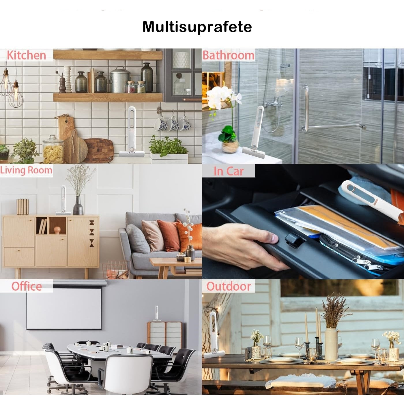 Mop de mana Flippy, mini-portabil, cu sistem de stoarcere, dispozitiv de curatat manual, cu burete absorbant, material PVA, multisuprafete si geamuri, 29.5 x 15.5 cm, alb-2