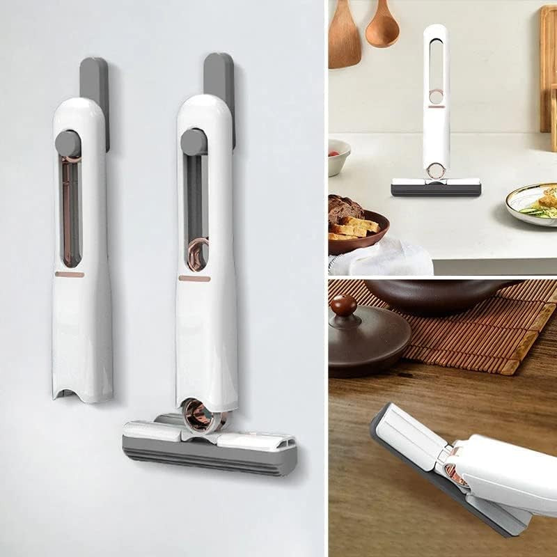 Mop de mana Flippy, mini-portabil, cu sistem de stoarcere, dispozitiv de curatat manual, cu burete absorbant, material PVA, multisuprafete si geamuri, 29.5 x 15.5 cm, alb-10