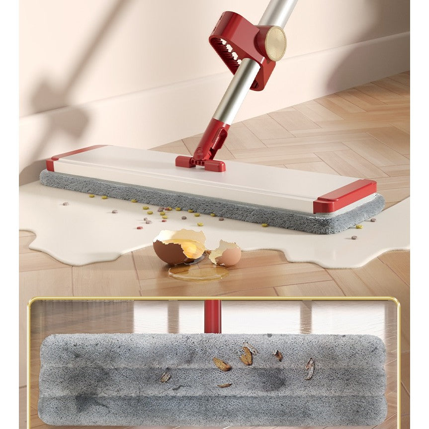 Mop Plat cu Laveta din Microfibra, Flippy, Pentru Uz Casnic, cu 2 Lavete Incluse, Sistem de Stoarcere, Tija Telescopica 130 cm, Rotire 360°, 42 x 130 cm, Rosu-4