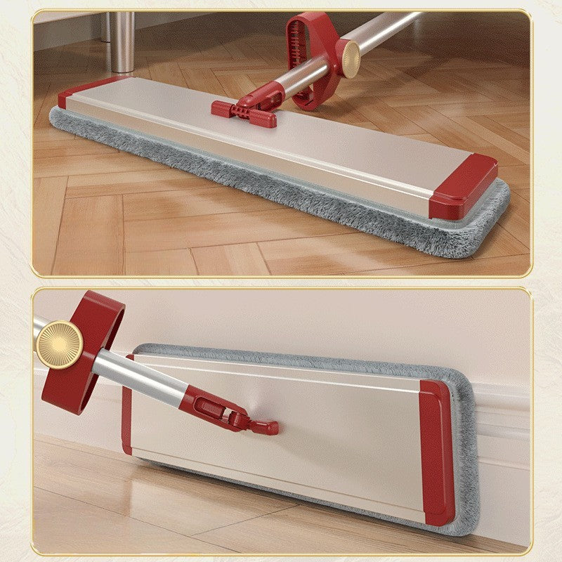 Mop Plat cu Laveta din Microfibra, Flippy, Pentru Uz Casnic, cu 2 Lavete Incluse, Sistem de Stoarcere, Tija Telescopica 130 cm, Rotire 360°, 42 x 130 cm, Rosu-6