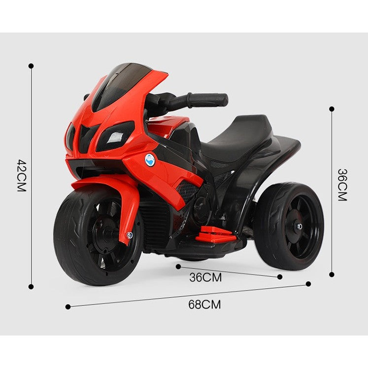 Motocicleta Electrica Flippy, cu Acumulator, cu Sistem Anti-Rasturnare, Sistem de Lumini si Sunet, 1-4 Ani, 42 x 68 x 36 cm, Rosu-1
