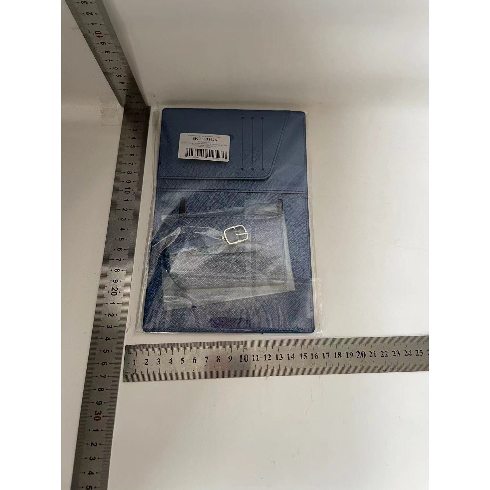 Portofel pentru Pasaport si Carduri, Flippy, 23x16 cm, 70g, din Piele PU, Suport Pix, Accesoriu Suport Eticheta, Unisex, Multifunctional, Albastru-1