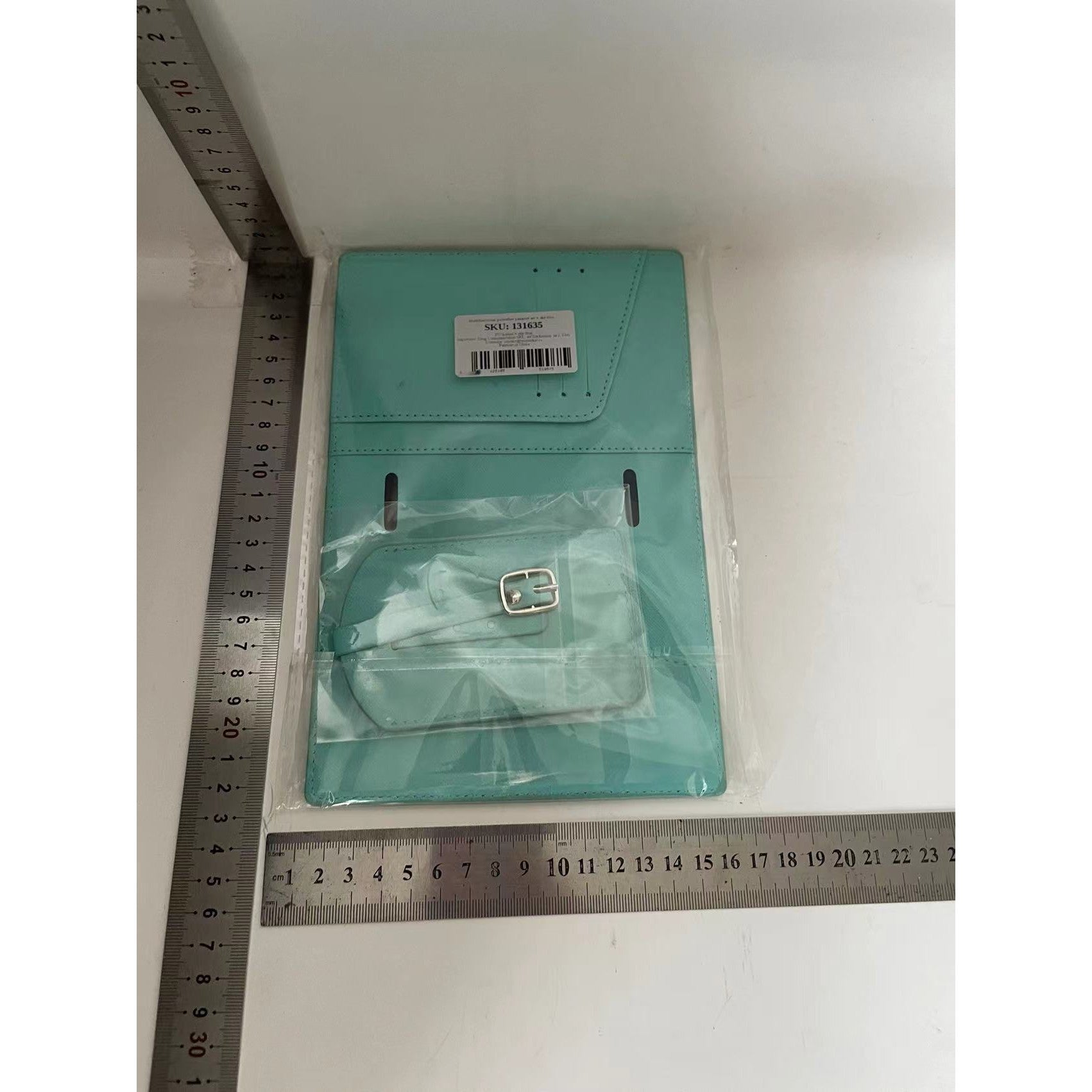 Portofel pentru Pasaport si Carduri, Flippy, 23x16 cm, 70g, din Piele PU, Suport Pix, Accesoriu Suport Eticheta, Unisex, Multifunctional, Bleu-1