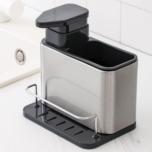 Dispenser Multifunctional, Flippy, pentru Detergent, Sapun, Dezinfectant, cu Suport pentru Ustensile, Negru-0