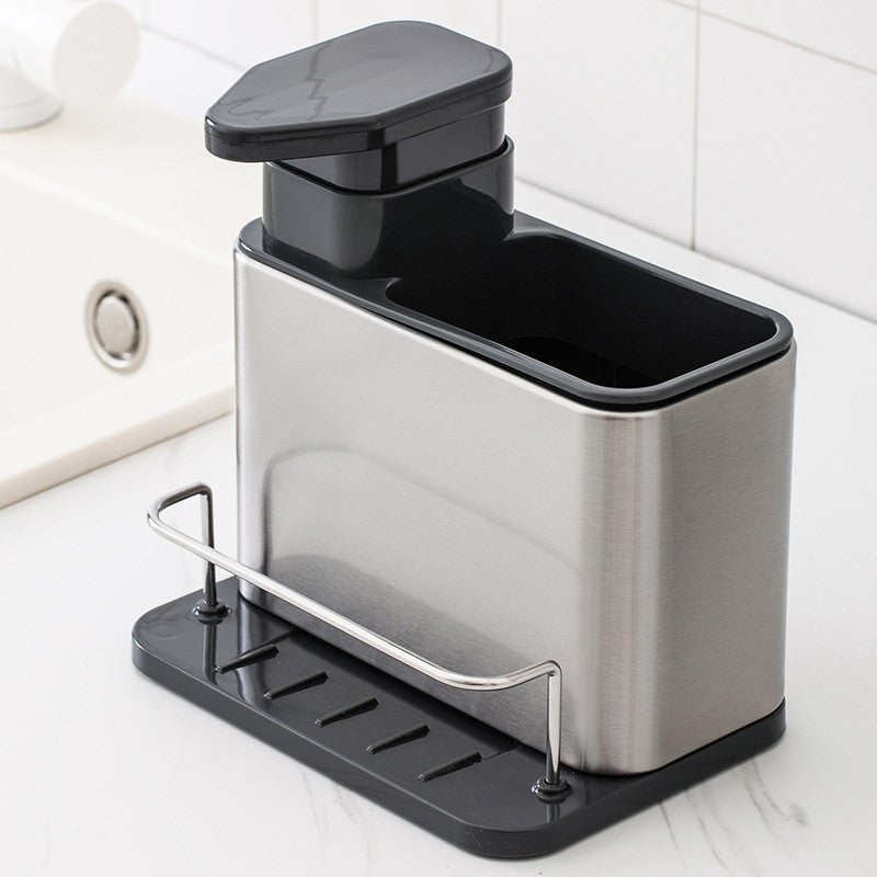 Dispenser Multifunctional, Flippy, pentru Detergent, Sapun, Dezinfectant, cu Suport pentru Ustensile, Negru-0