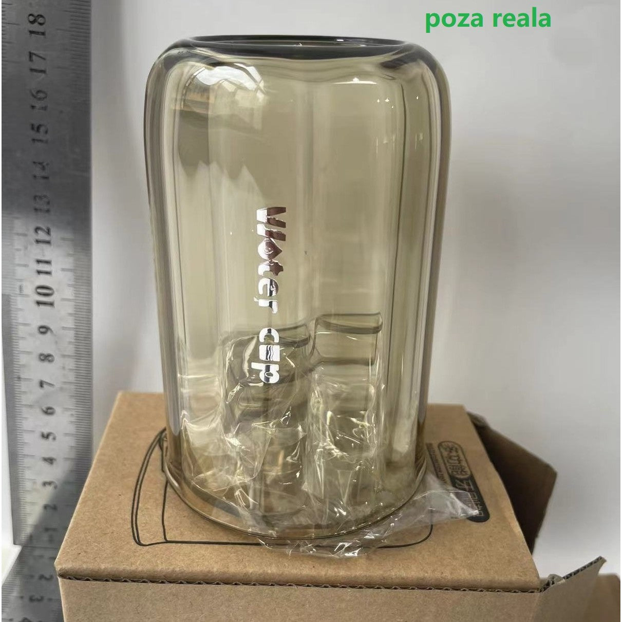 Suport Multifunctional 2 in 1, Pahar si Suport pentru Periuta de Dinti, Flippy, Plastic, Dimensiune: 10.4 x 7.3 x 7.3 cm, Maro Galbui-1