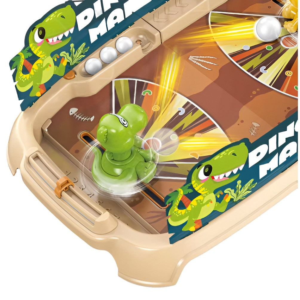 Joc de Masa Interactiv Dino Marbles pentru Copii, Flippy, 4 Mingi, Tabela Scor, 40.7x27x14 cm, Maro-3