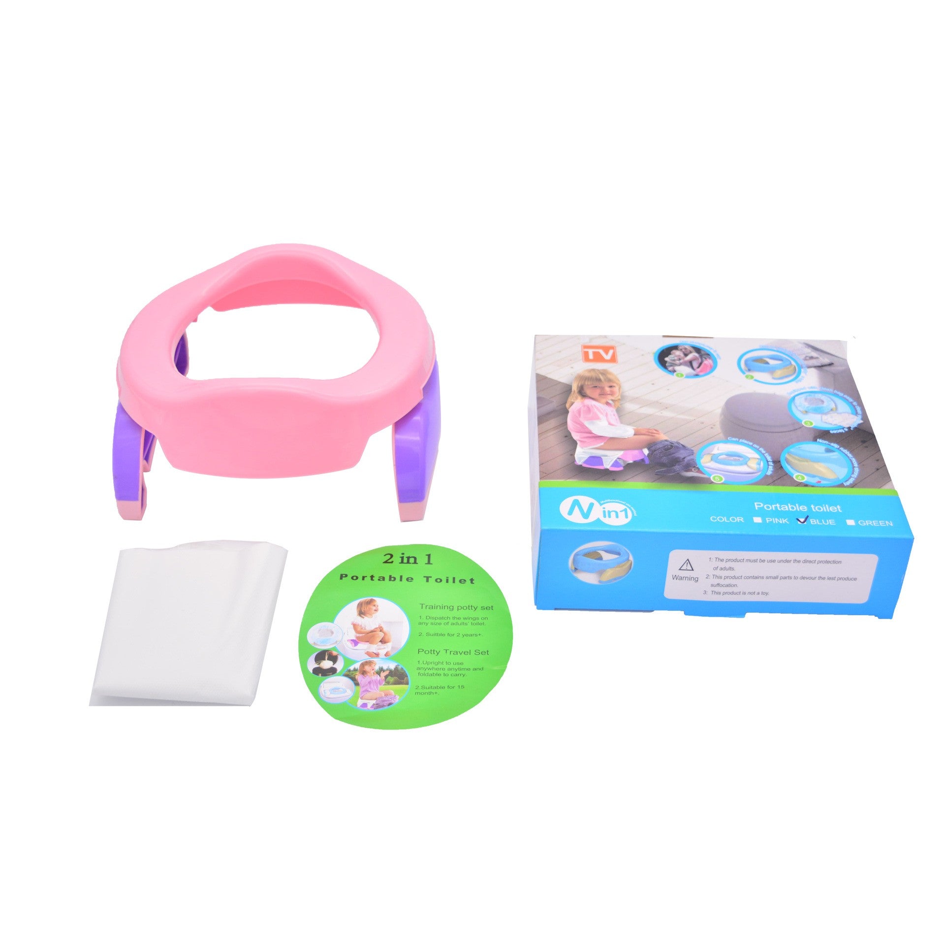 Olita Portabila 2 in 1, Flippy, Olita + Capac de Toaleta, din Plastic, Diametru 21 cm, Roz-5