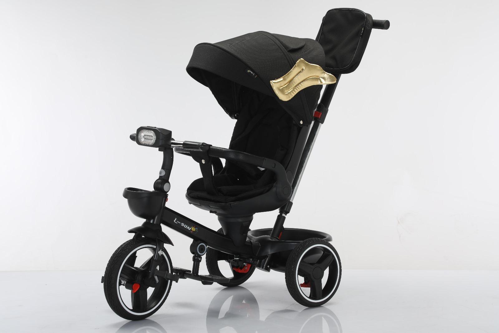 Tricicleta reversibila, evolutiva, cu pozitie de somn, roata cauciuc, cu lumini si muzica, SL06