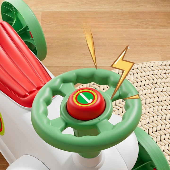 Masinuta Ride-On Flippy, cu Sistem Anti-Rasturnare, Claxon pe Volan, 1-6 Ani, 60 x 28 x 34 cm, Alb-Verde-2