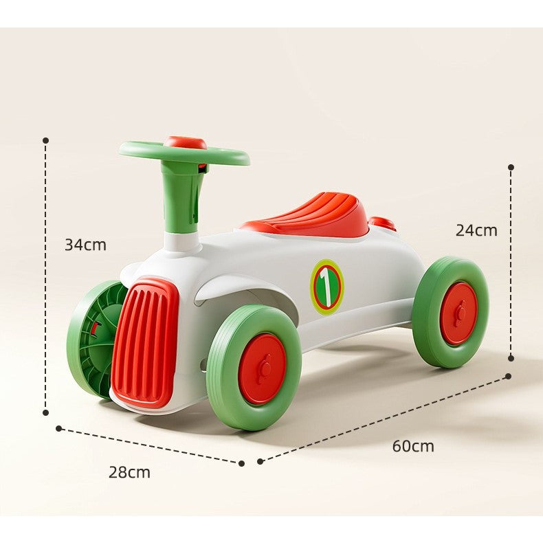 Masinuta Ride-On Flippy, cu Sistem Anti-Rasturnare, Claxon pe Volan, 1-6 Ani, 60 x 28 x 34 cm, Alb-Verde-9