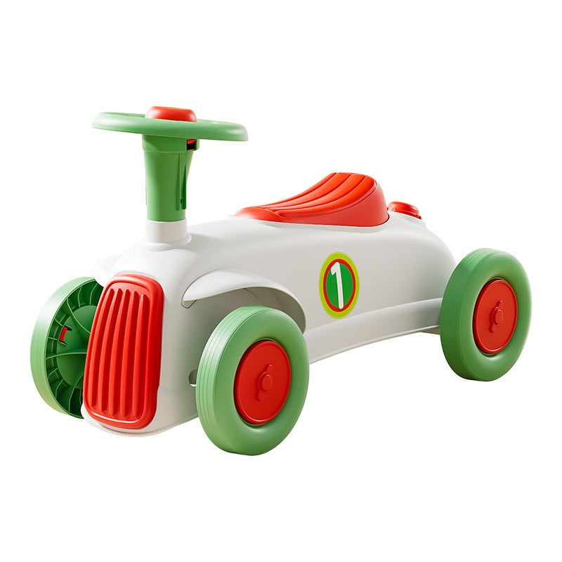 Masinuta Ride-On Flippy, cu Sistem Anti-Rasturnare, Claxon pe Volan, 1-6 Ani, 60 x 28 x 34 cm, Alb-Verde-0