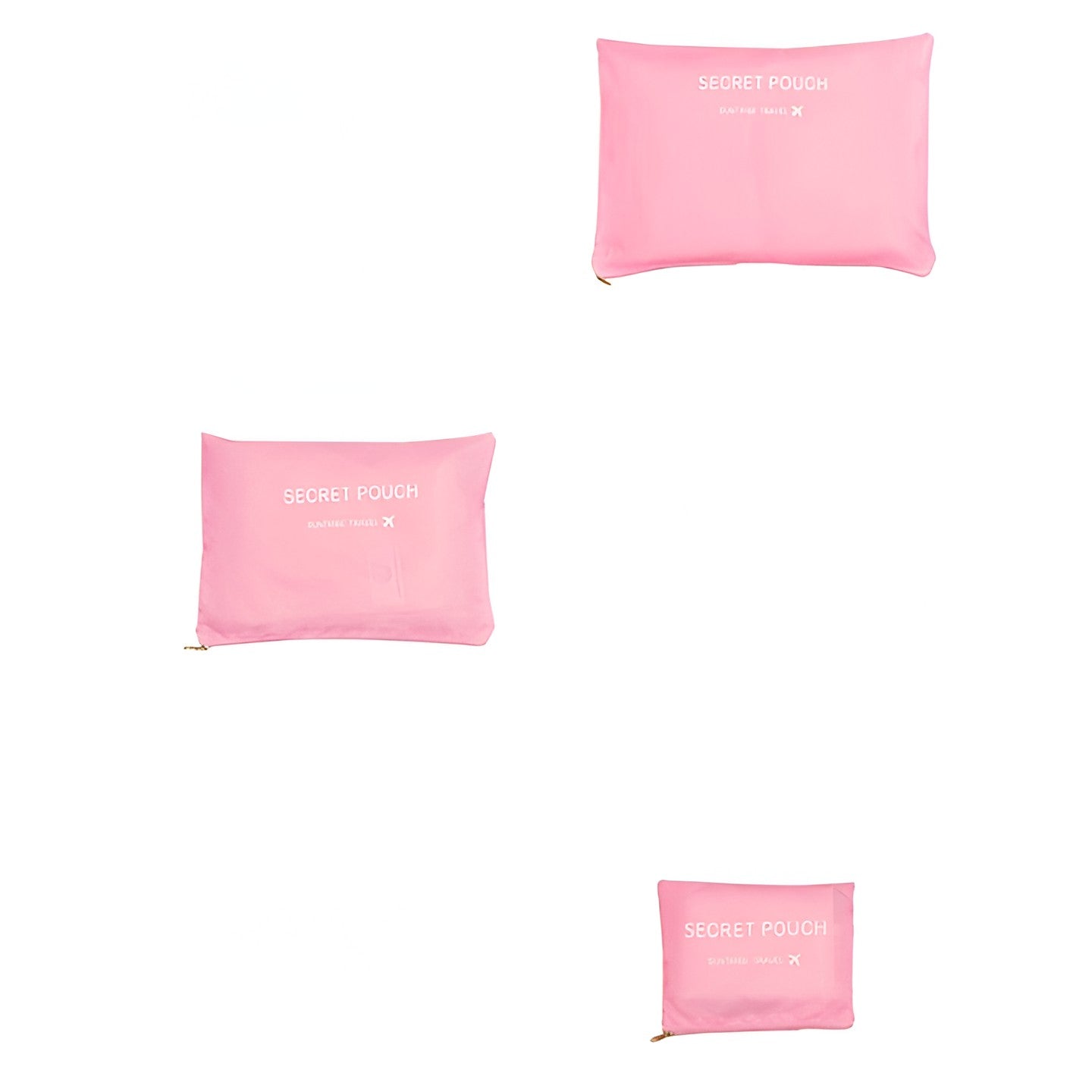 Set 6 Genți de Calatorie, Flippy, pentru Depozitare, Impermeabile, Organizator, Multifuncționale, Design cu Plasa, Pliabile, Fermoar, Dimensiuni Diferite, Roz-3