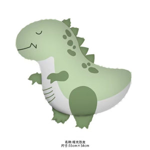 Balon din Folie Metalizata, Flippy, Figurina Animata, Model Dinozaur, 55x54 cm, Ambalaj Individual, Pai Inclus, Umflare cu Aer sau Heliu, Verde-0