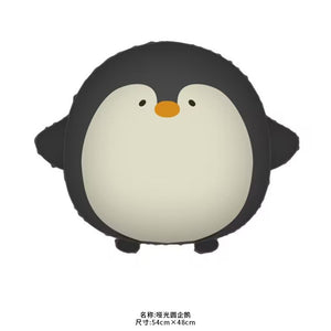 Balon din Folie Metalizata, Flippy, Figurina Animata, Model Pinguin, 54x48 cm, Ambalaj Individual, Pai Inclus, Umflare cu Aer sau Heliu, Negru-0