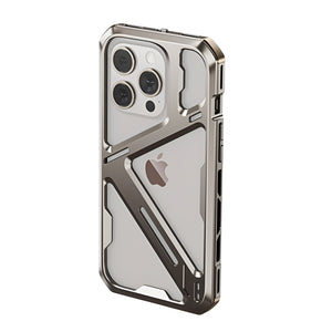 Husa de Protectie Armor Metal Compatibila cu iPhone 15 Pro, Flippy, Antizgariere, Antisoc, Protectie Supraincalzire, Gri Metalizat-0
