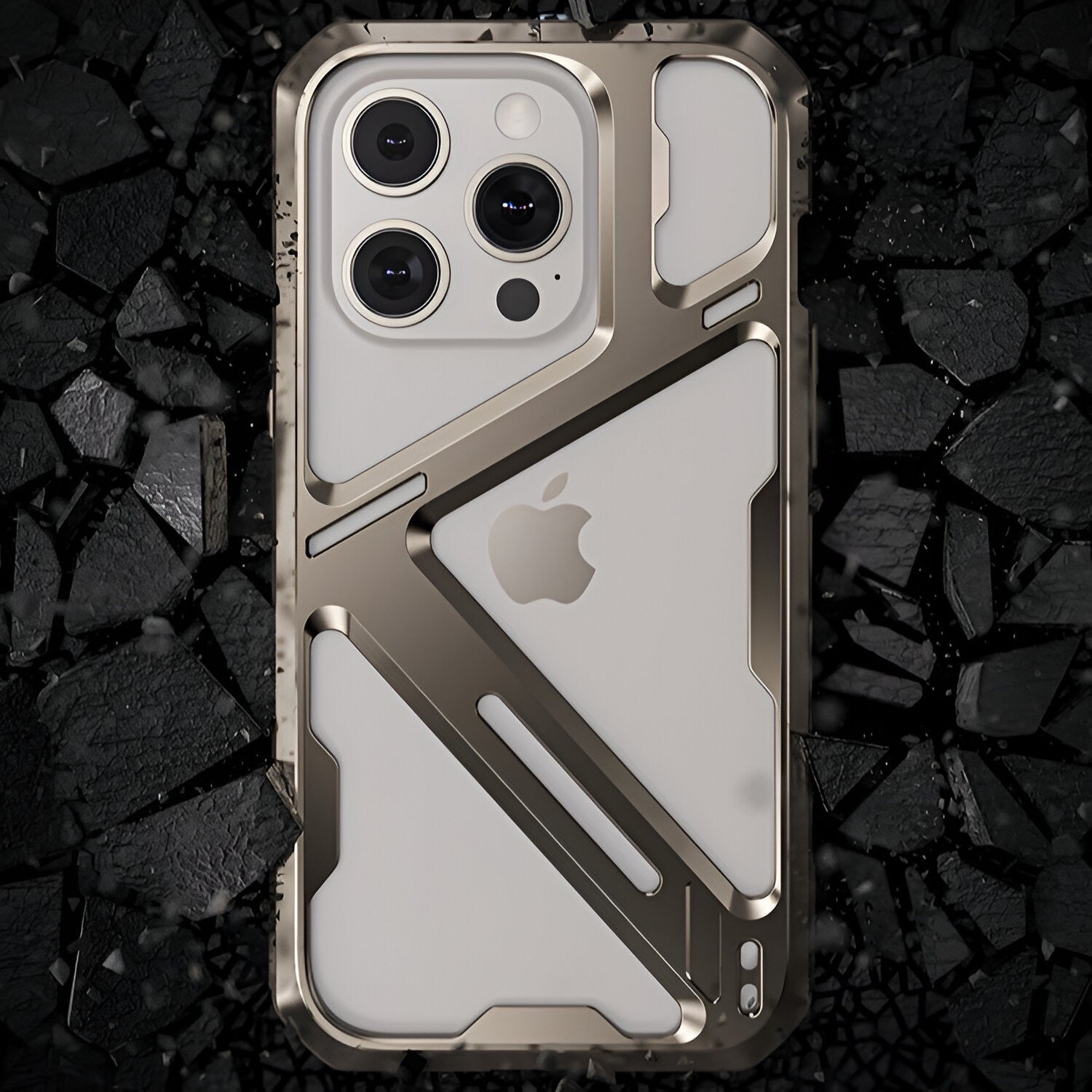 Husa de Protectie Armor Metal Compatibila cu iPhone 15 Pro Max, Flippy, Antizgariere, Antisoc, Protectie Supraincalzire, Gri Metalizat-5