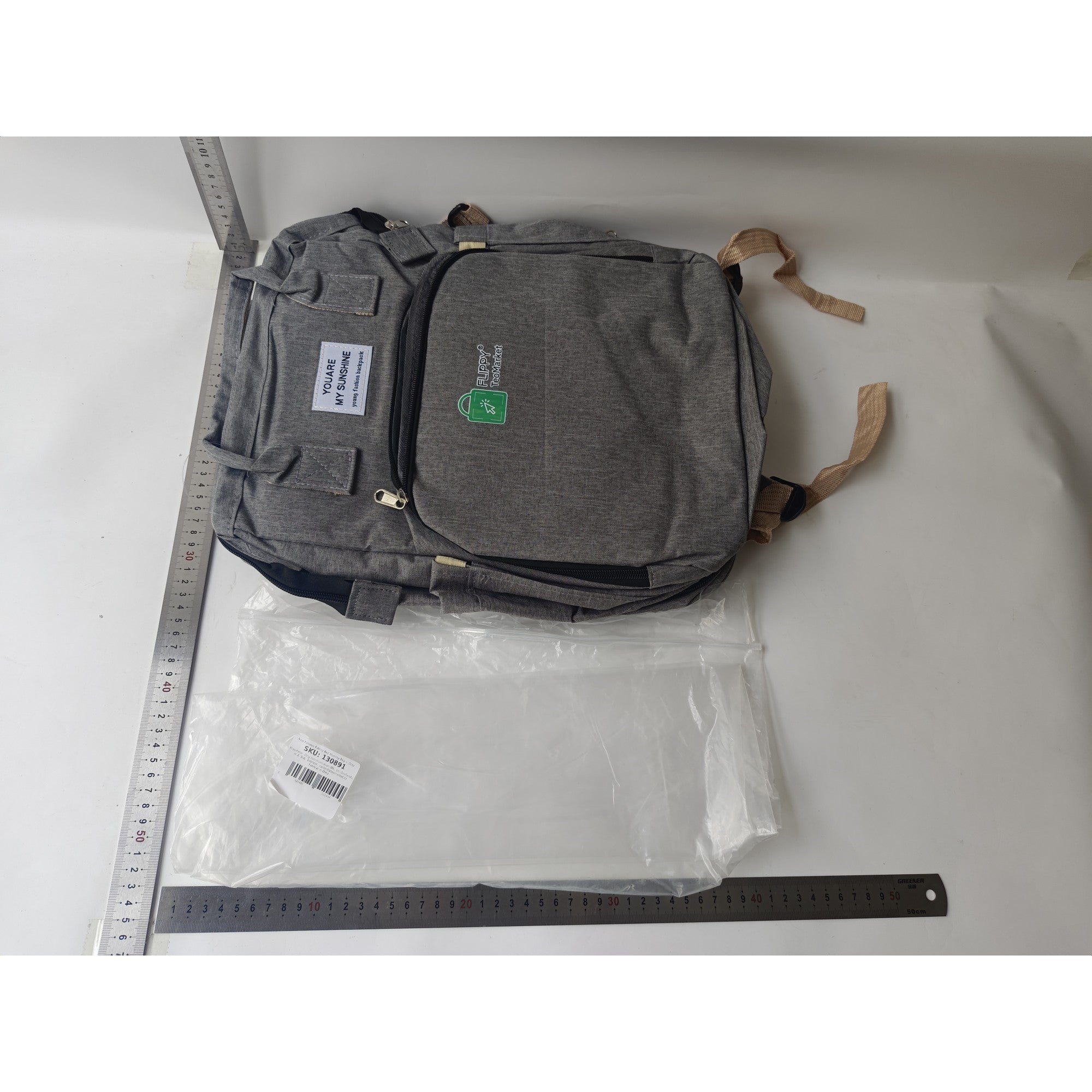 Rucsac Multifunctional pentru Mamici, Flippy, pentru Scutece Bebelusi cu Patut Pliabil, Gri-1