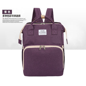 Rucsac Multifunctional pentru Mamici, Flippy, pentru Scutece Bebelusi cu Patut Pliabil, Mov-0