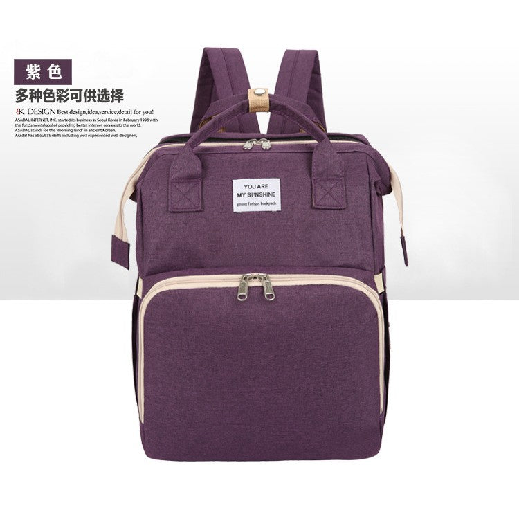 Rucsac Multifunctional pentru Mamici, Flippy, pentru Scutece Bebelusi cu Patut Pliabil, Mov-0