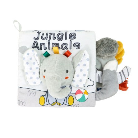 Carte Senzoriala, Flippy, pentru Bebelusi, 15x16x6 cm, cu Animalute, 3D, Model Elefantel, Gri-0