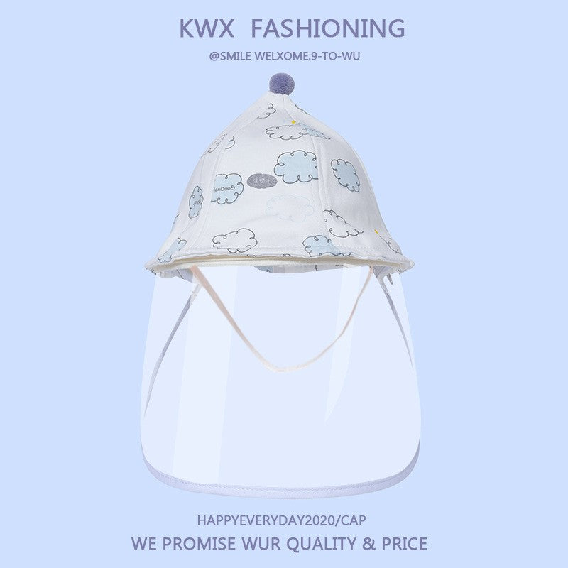 Palarie de Protectie pentru Bebelusi, Flippy, Model cu Norisori Albastri, Pescareasca, de Primavara si Toamna, cu Masca si Fermoar, 48 cm, pentru 6-12 Luni-0