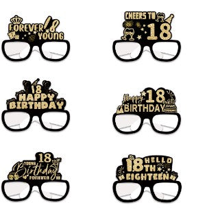 Set 6 Perechi de Ochelari pentru Majorat, Flippy, Diverse Modele, Negru-0