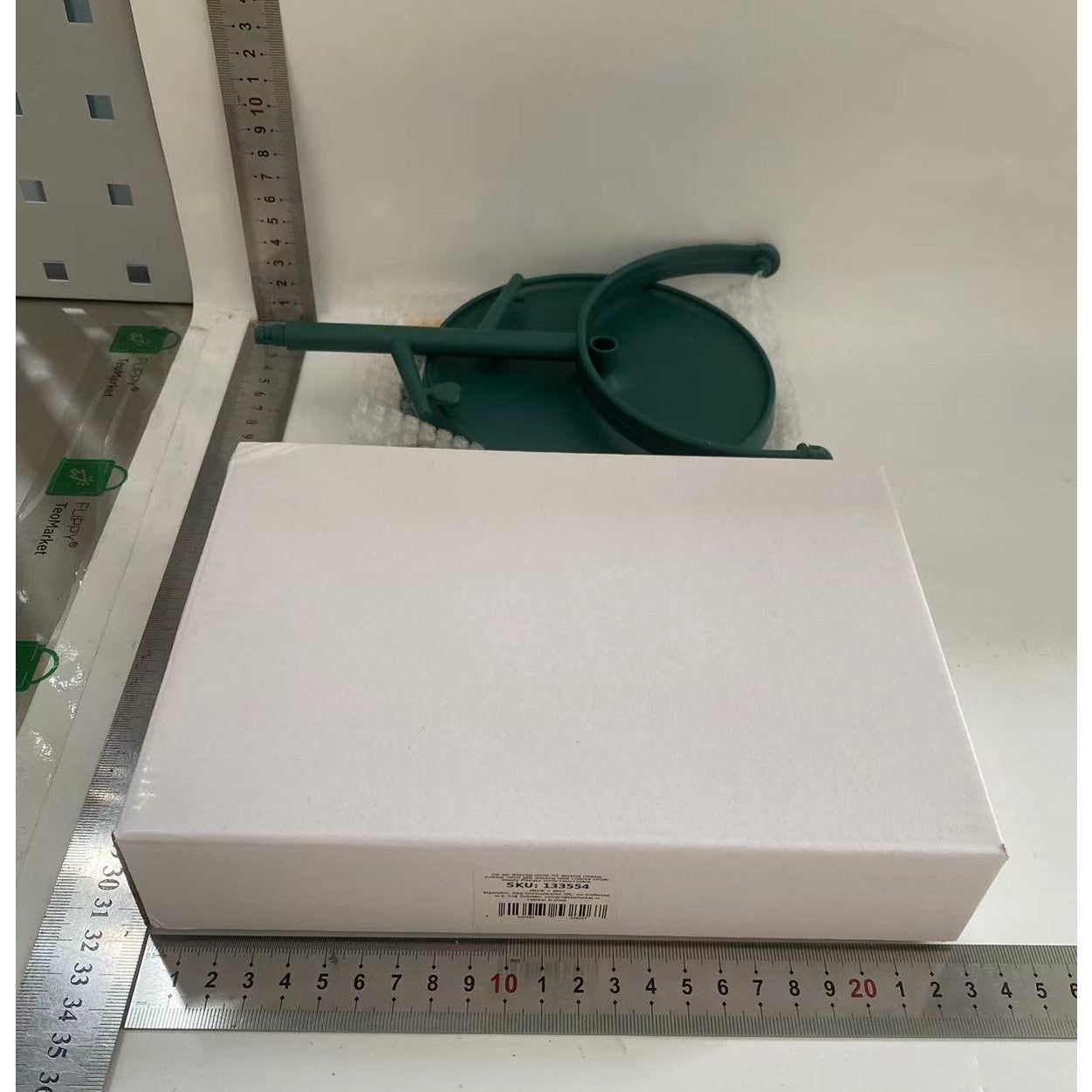 Oglina Cosmetica cu Picior, Flippy, HD, Rotire 360 Grade, 15 cm Diametru, Suport Bijuterii Baza Rotunda + 2 Brate, Model cu Urechi, 31 x 14.5 x 15 cm, din Plastic, Albastru/Galben-1