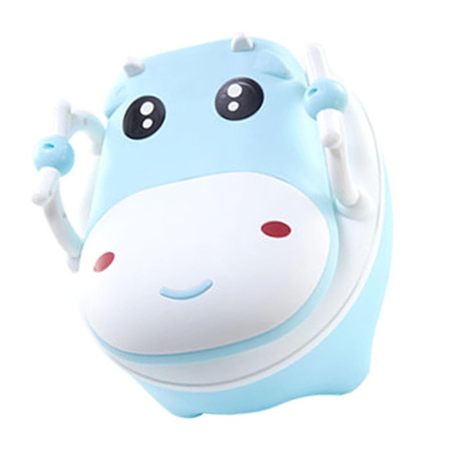 Olita pentru Copii, Flippy, +1an, Portabila, Design Vacuta cu Capac, Model Prietenos, Non-Toxic, cu Manere, Compartiment Detasabil, Perie Inclusa, Usor de Curatat, Albastru-3