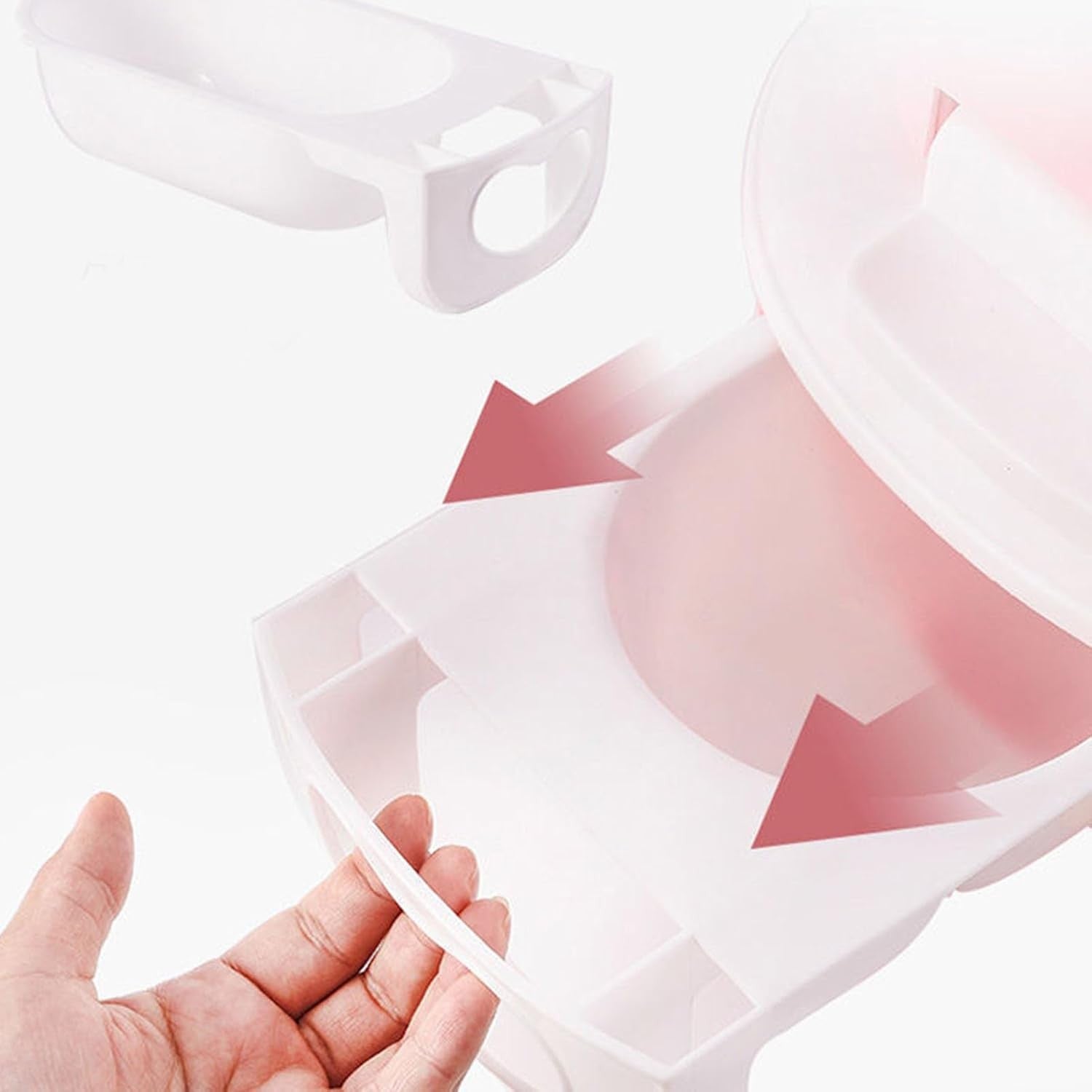 Olita pentru Copii, Flippy, +1an, Portabila, Design Vacuta cu Capac, Model Prietenos, Non-Toxic, cu Manere, Compartiment Detasabil, Perie Inclusa, Usor de Curatat, Roz-2