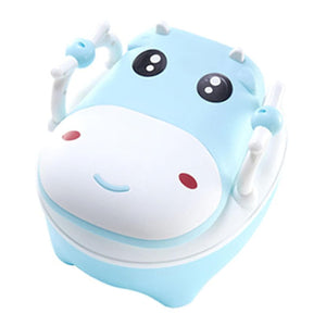 Olita pentru Copii, Flippy, +1an, Portabila, Design Vacuta cu Capac, Model Prietenos, Non-Toxic, cu Manere, Compartiment Detasabil, Perie Inclusa, Usor de Curatat, Albastru-0