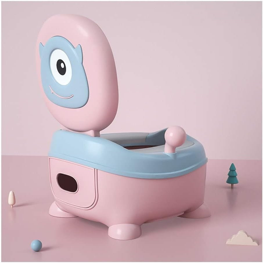 Olita pentru Copii, Flippy, +6 luni, Compartiment Detasabil, cu Capac, Antiderapanta, din Plastic, Colac Moale, Model Animat Ciclop, cu Maner, 33 x 21 x 45 cm, Albastru/Roz-2