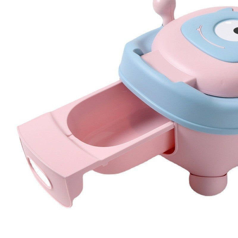 Olita pentru Copii, Flippy, +6 luni, Compartiment Detasabil, cu Capac, Antiderapanta, din Plastic, Colac Moale, Model Animat Ciclop, cu Maner, 33 x 21 x 45 cm, Albastru/Roz-6