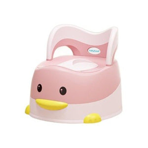 Olita pentru Copii, Flippy, +6 luni, Detasabila, cu Capac, Antiderapanta, din Plastic, Colac Moale, Model Ratusca, 38x32x30 cm. Roz-0