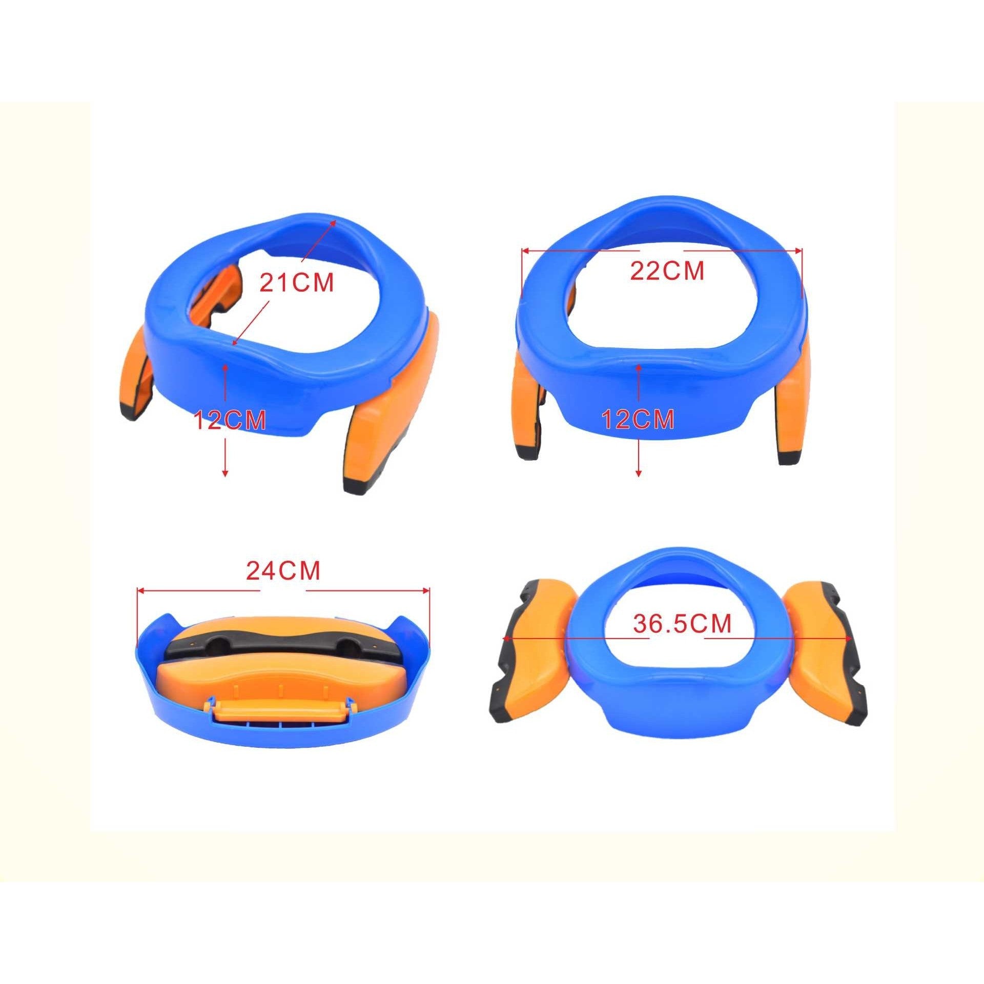 Olita Portabila 2 in 1, Flippy, Olita + Capac de Toaleta, din Plastic, Diametru 21 cm, Albastru-1