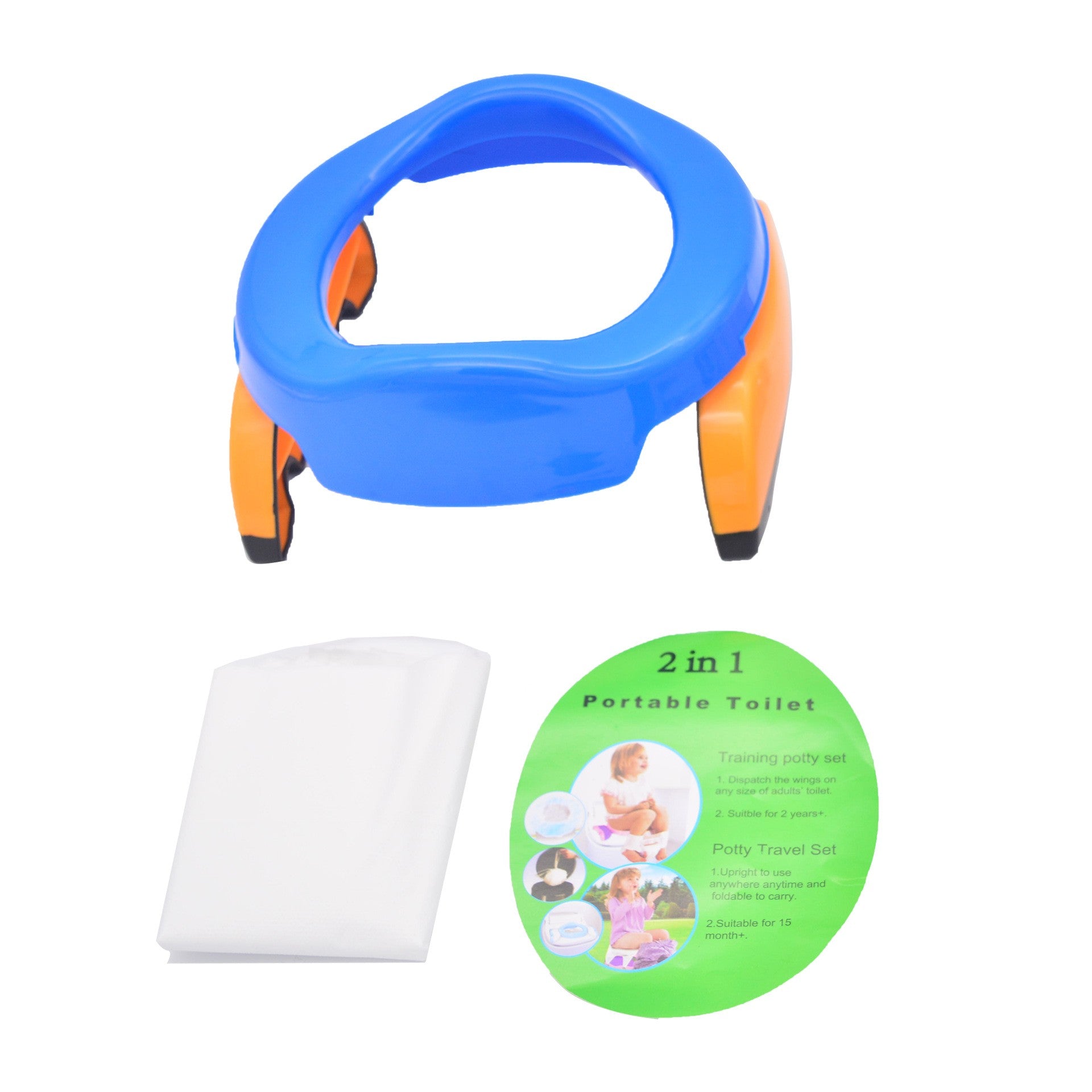 Olita Portabila 2 in 1, Flippy, Olita + Capac de Toaleta, din Plastic, Diametru 21 cm, Albastru-2