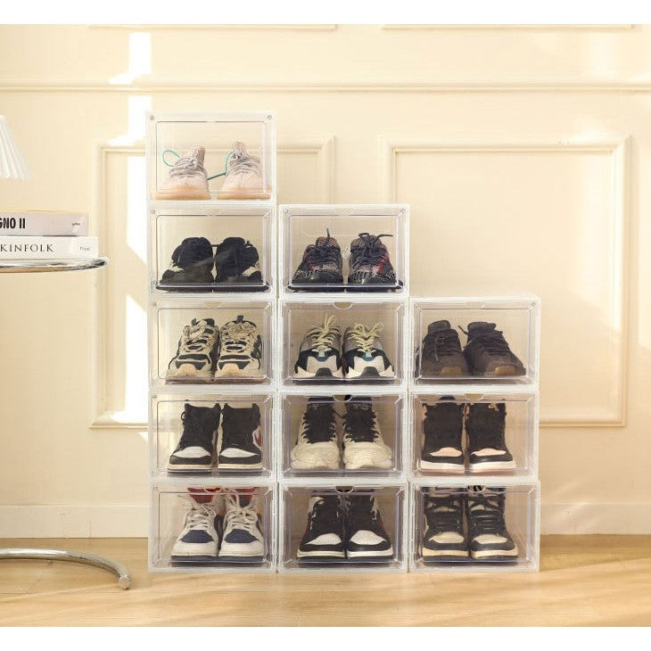 Organizator de Pantofi, Flippy, din PP+ABS, Usa Frontala Magnetica, Rezistenta la Praf, Anti-Oxidare, Utilizare Multipla, 36 x 28 x 21 cm, Transparent-4