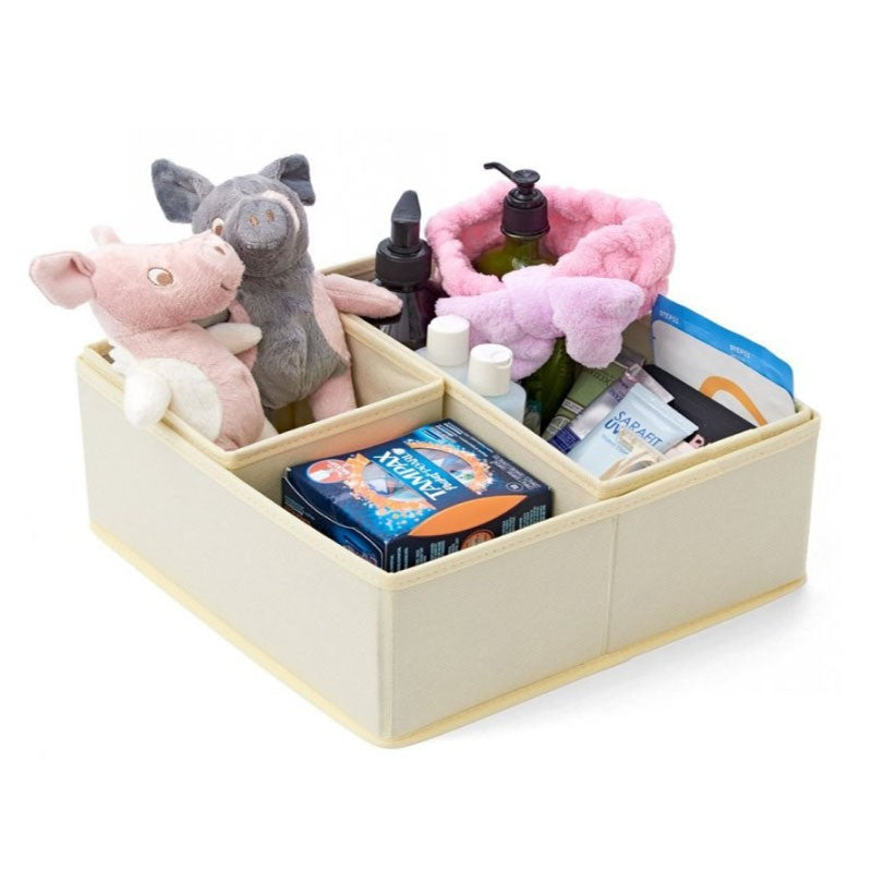 Organizator pentru Sertar, Flippy, 3 Marimi, pentru Lenjerie, Tricouri, Sosete, 6 Piese, Pliabil, Stivuibil, din Tesatura, Alb-1