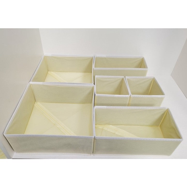 Organizator pentru Sertar, Flippy, 3 Marimi, pentru Lenjerie, Tricouri, Sosete, 6 Piese, Pliabil, Stivuibil, din Tesatura, Alb-5