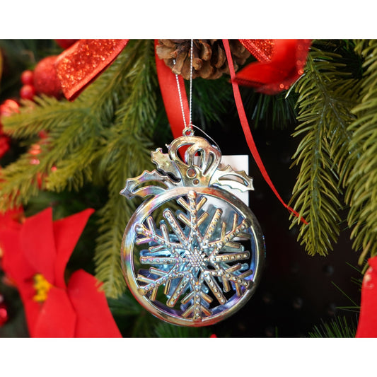 Ornament brad de Craciun, Iridescent, Rotund, 8 cm x 11 cm, Plastic, Flippy-1
