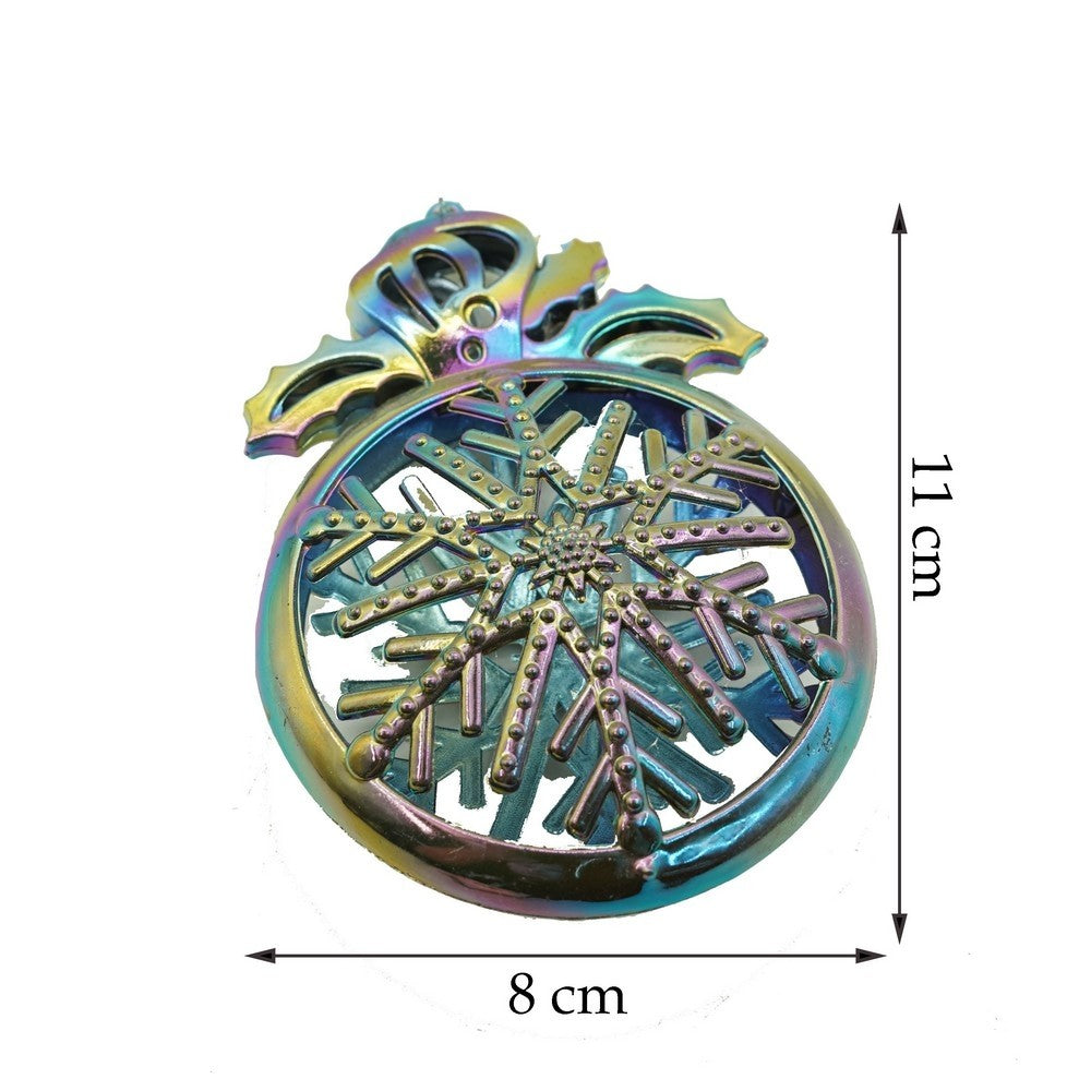 Ornament brad de Craciun, Iridescent, Rotund, 8 cm x 11 cm, Plastic, Flippy-10