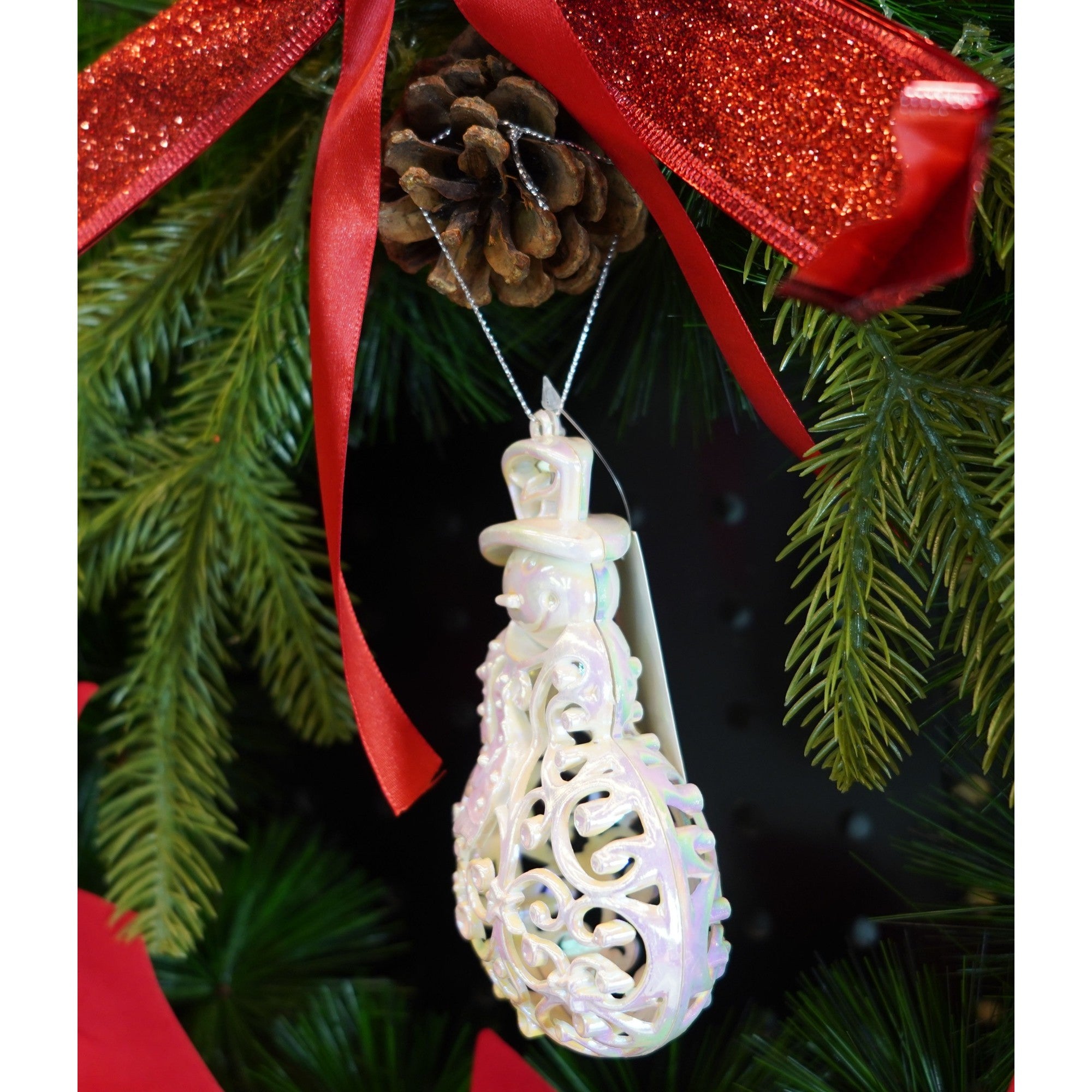 Ornament brad de Craciun, Perlat, in forma de Om de zapada, 8 cm x 13 cm, Plastic, Flippy-2
