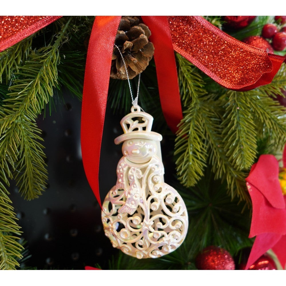 Ornament brad de Craciun, Perlat, in forma de Om de zapada, 8 cm x 13 cm, Plastic, Flippy-6