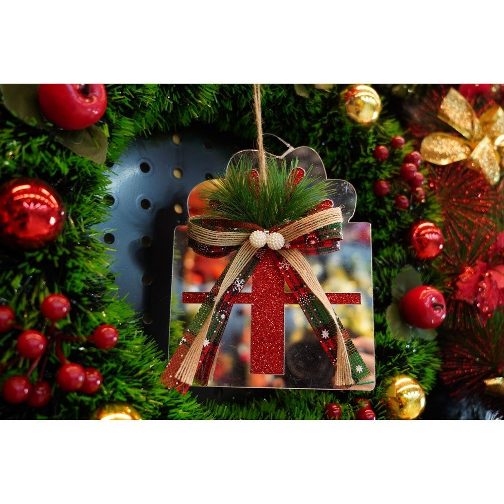 Ornament brad, Flippy, Cadou, Argintiu, Lucios, 14*15CM, Acril, Interior/ Exterior-6