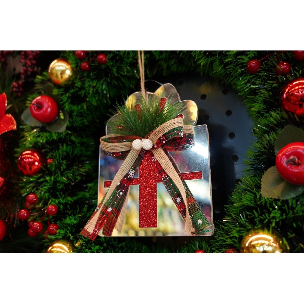 Ornament brad, Flippy, Cadou, Argintiu, Lucios, 14*15CM, Acril, Interior/ Exterior-7