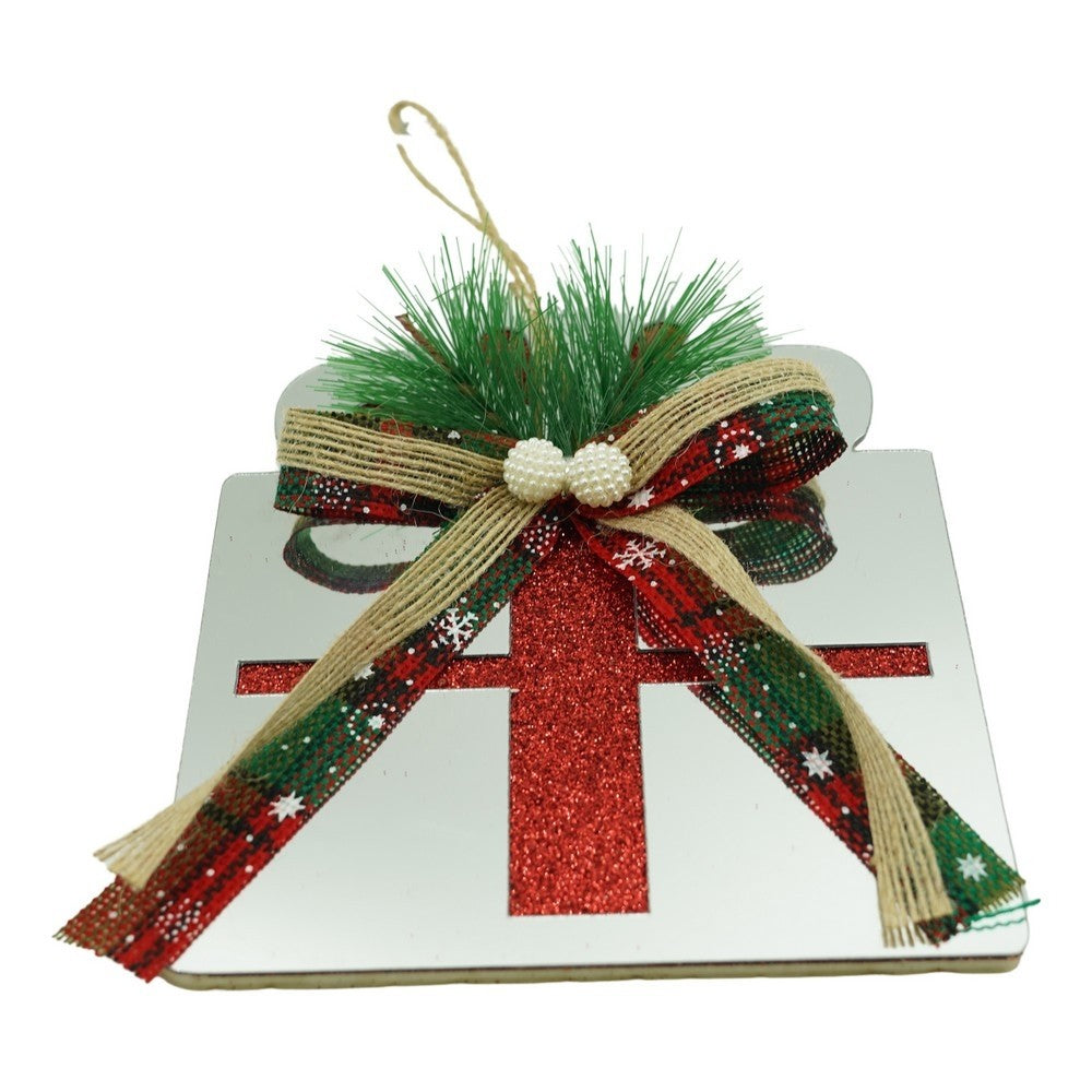 Ornament brad, Flippy, Cadou, Argintiu, Lucios, 14*15CM, Acril, Interior/ Exterior-0