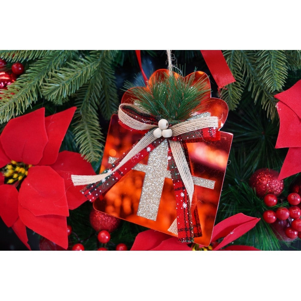 Ornament brad, Flippy, Cadou, Rosu, Lucios, 15*15CM, Acril, Interior/ Exterior-9