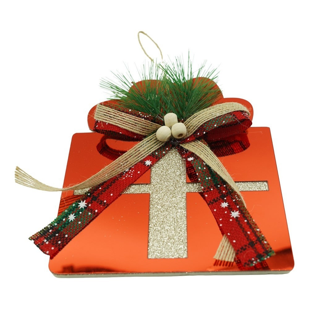 Ornament brad, Flippy, Cadou, Rosu, Lucios, 15*15CM, Acril, Interior/ Exterior-0