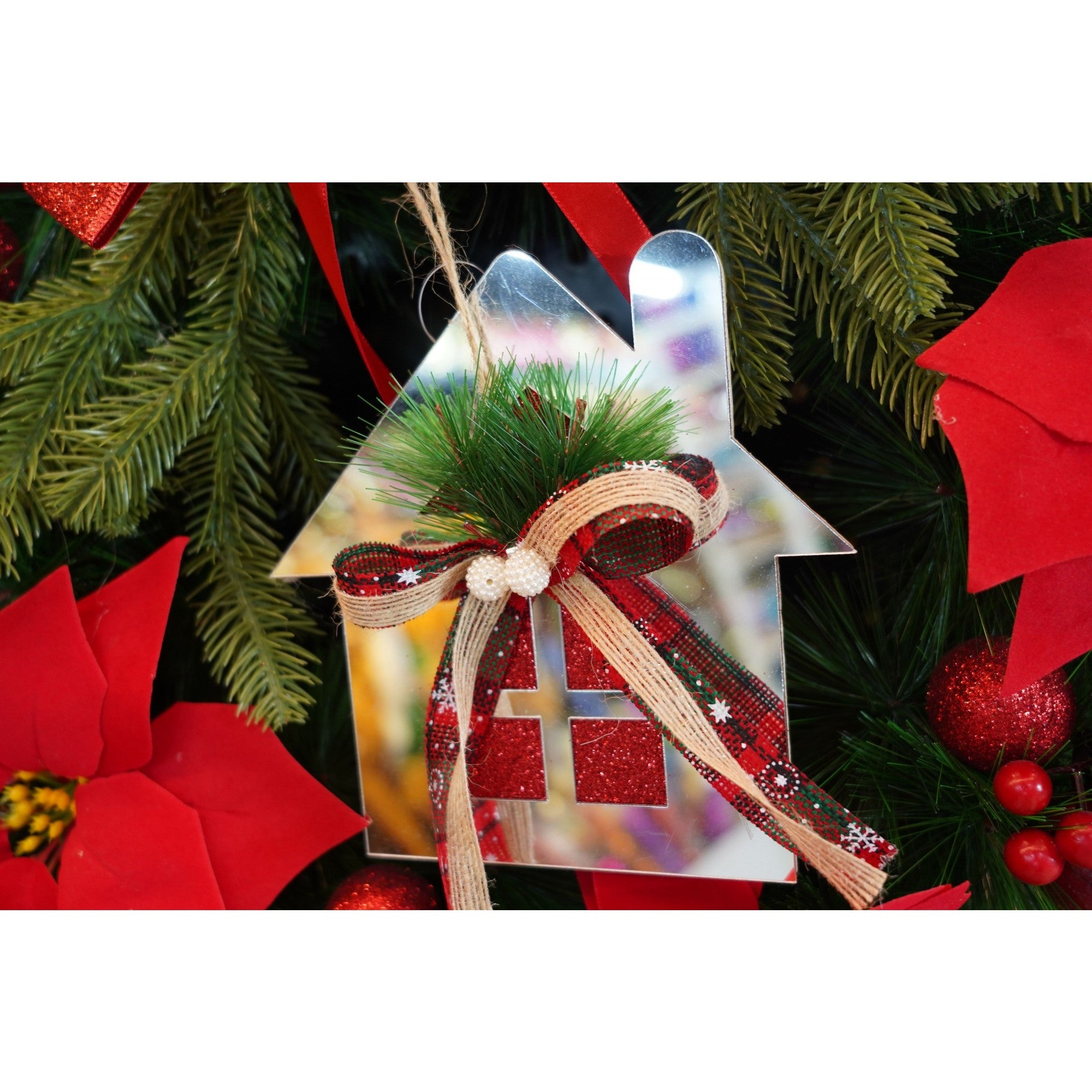 Ornament brad, Flippy, Casa, Argintiu, Lucios, 14*17CM, Acril, Interior/ Exterior-4